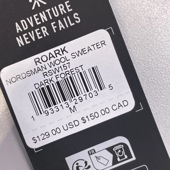 NEW ROARK Men’s Nordsman Wool Sweater Size M Green - Picture 7 of 7